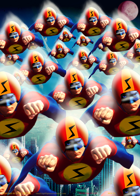 Flying Superhero Poster Gift Wrap Flying Superhero Poster Gift Wrap